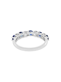 14K White Gold, Sapphire & 0.39 TCW Diamond Ring