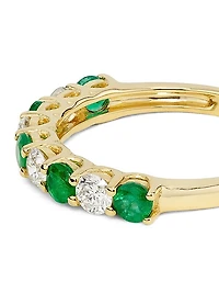 14K Gold, Diamond & Emerald Ring