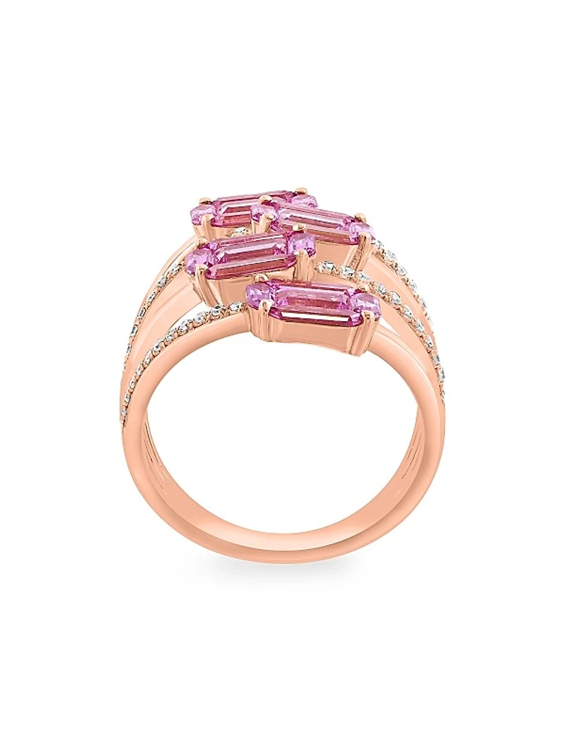 14K Rose Gold, Pink Sapphire & 0.21 TCW Diamond Ring