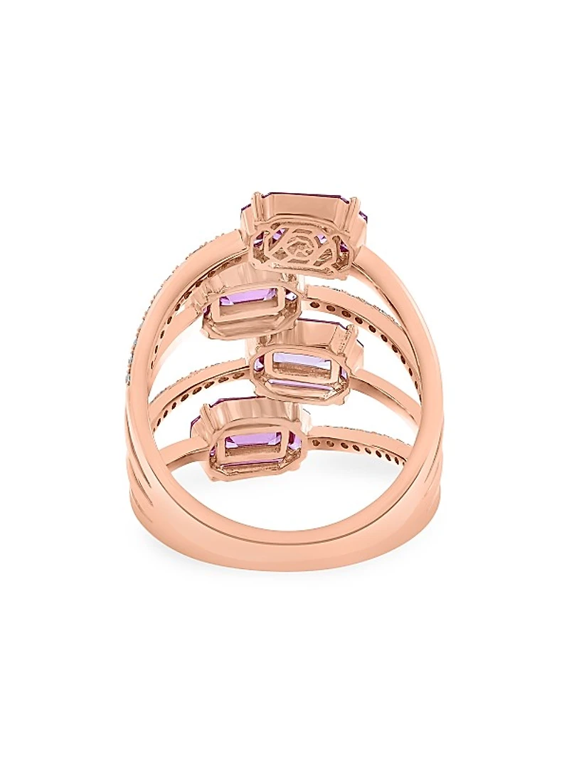 14K Rose Gold, Pink Sapphire & 0.21 TCW Diamond Ring