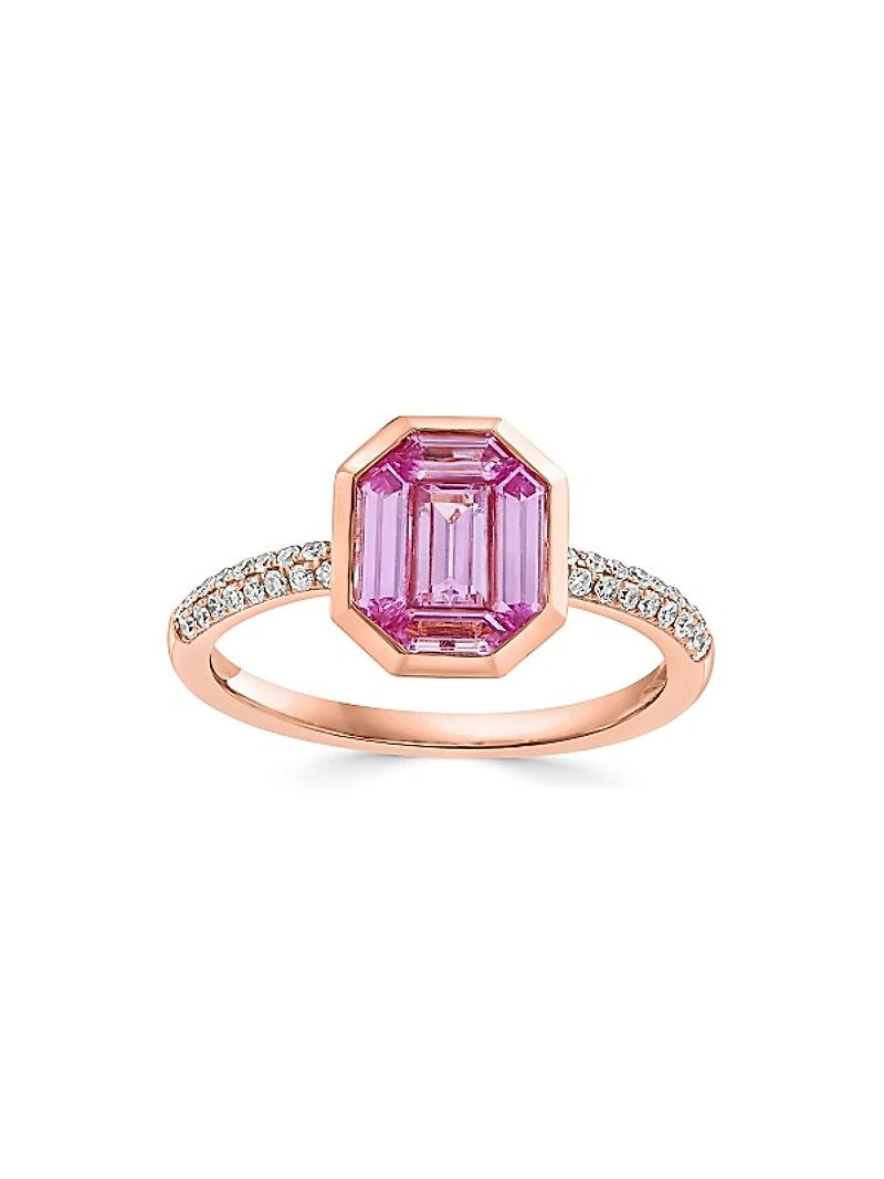 14K Rose Gold, Pink Sapphire & 0.16 TCW Diamond Ring