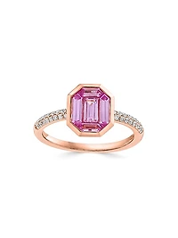 14K Rose Gold, Pink Sapphire & 0.16 TCW Diamond Ring