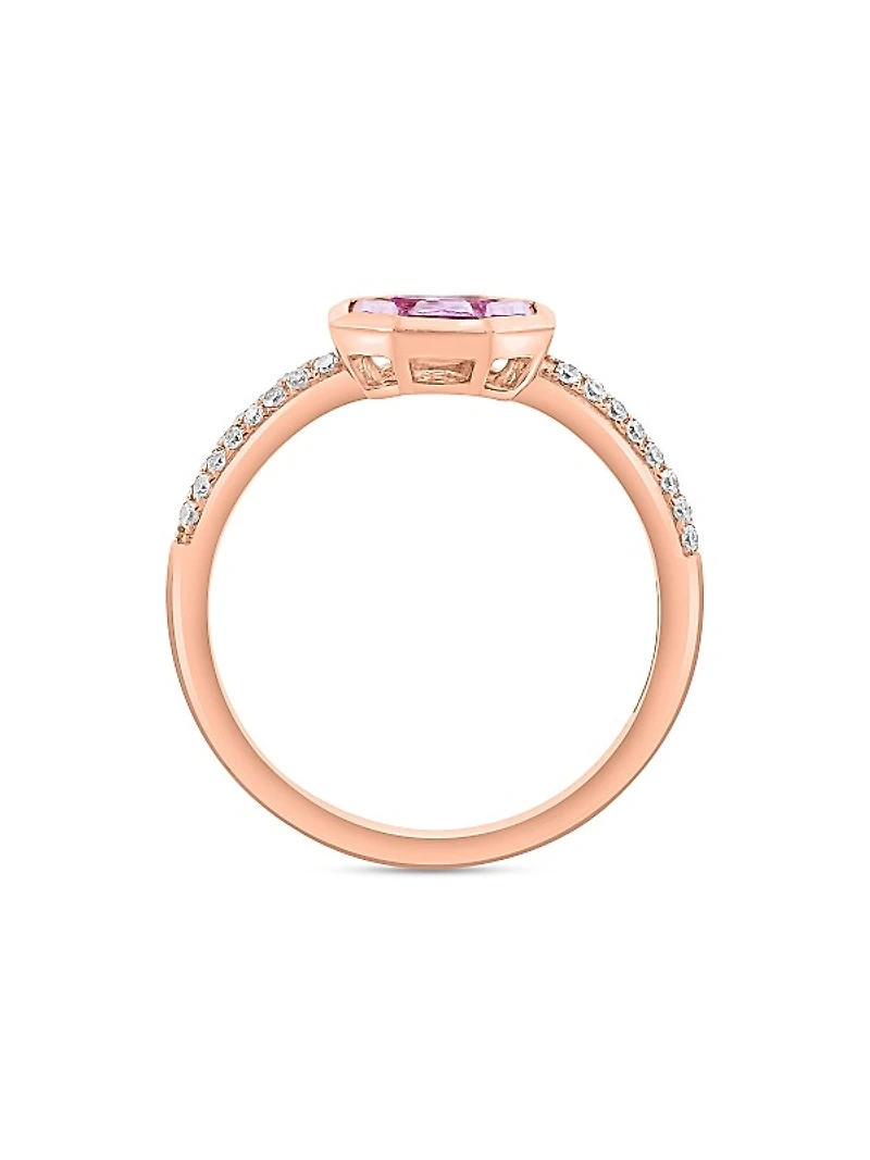 14K Rose Gold, Pink Sapphire & 0.16 TCW Diamond Ring