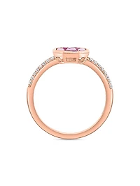 14K Rose Gold, Pink Sapphire & 0.16 TCW Diamond Ring