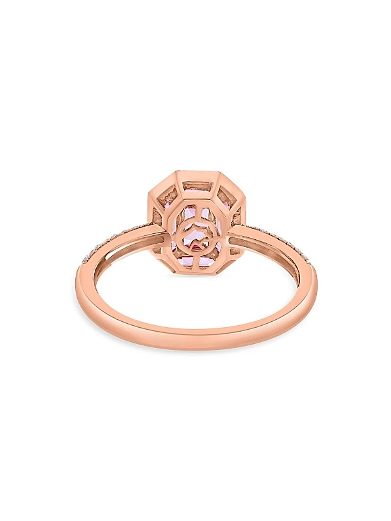 14K Rose Gold, Pink Sapphire & 0.16 TCW Diamond Ring