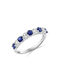 14K White Gold, Blue Sapphire & 0.39 TCW Diamond Ring