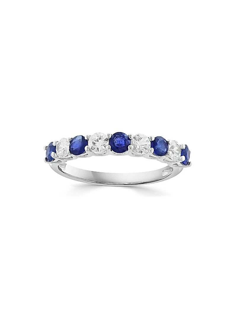 14K White Gold, Blue Sapphire & 0.39 TCW Diamond Ring