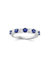 14K White Gold, Blue Sapphire & 0.39 TCW Diamond Ring