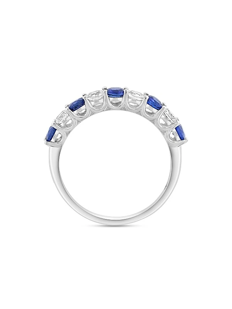 14K White Gold, Blue Sapphire & 0.39 TCW Diamond Ring