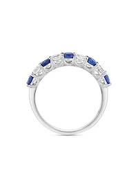 14K White Gold, Blue Sapphire & 0.39 TCW Diamond Ring