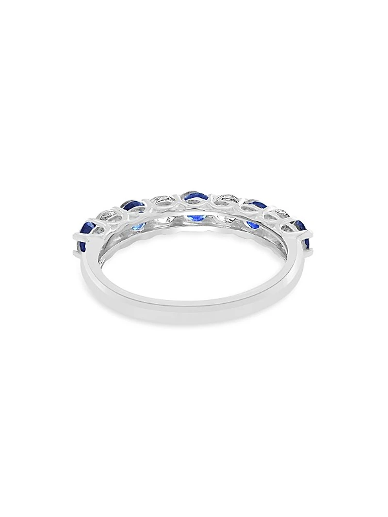 14K White Gold, Blue Sapphire & 0.39 TCW Diamond Ring