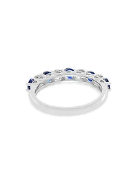 14K White Gold, Blue Sapphire & 0.39 TCW Diamond Ring