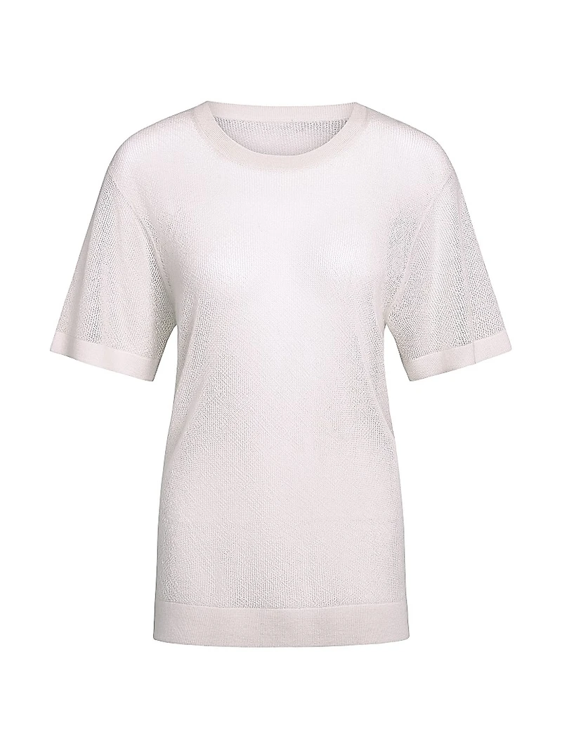 Oversized Pointelle Cashmere T-Shirt