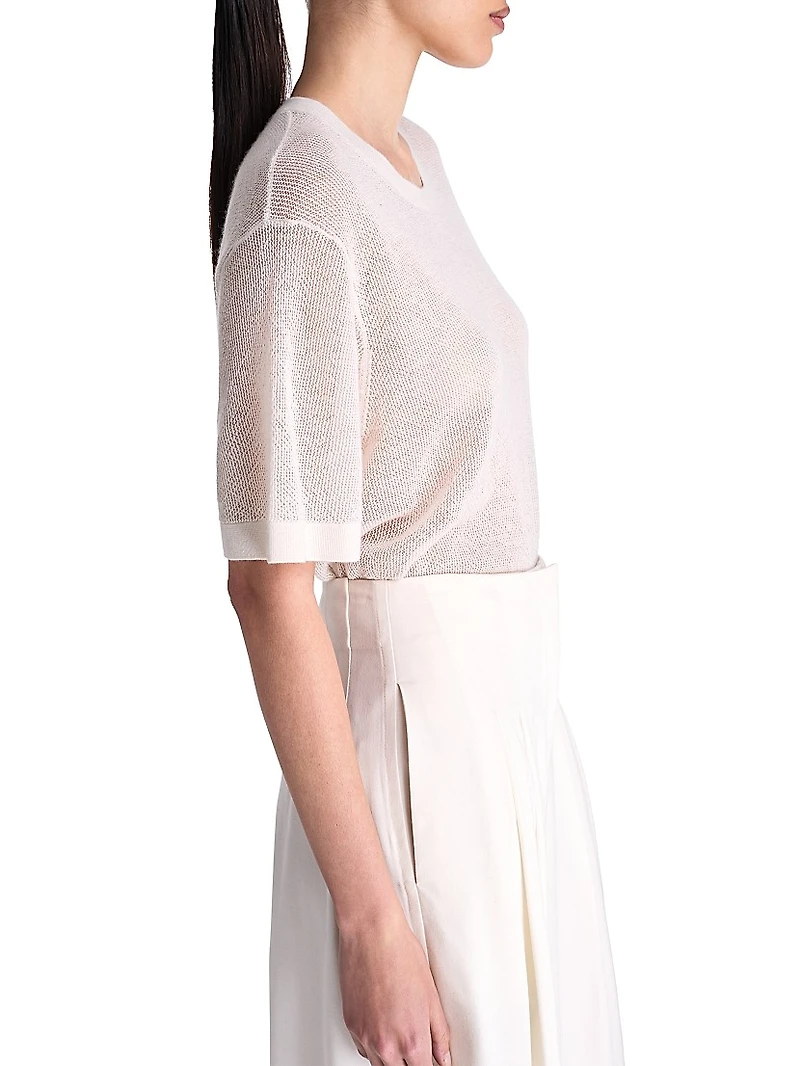 Oversized Pointelle Cashmere T-Shirt