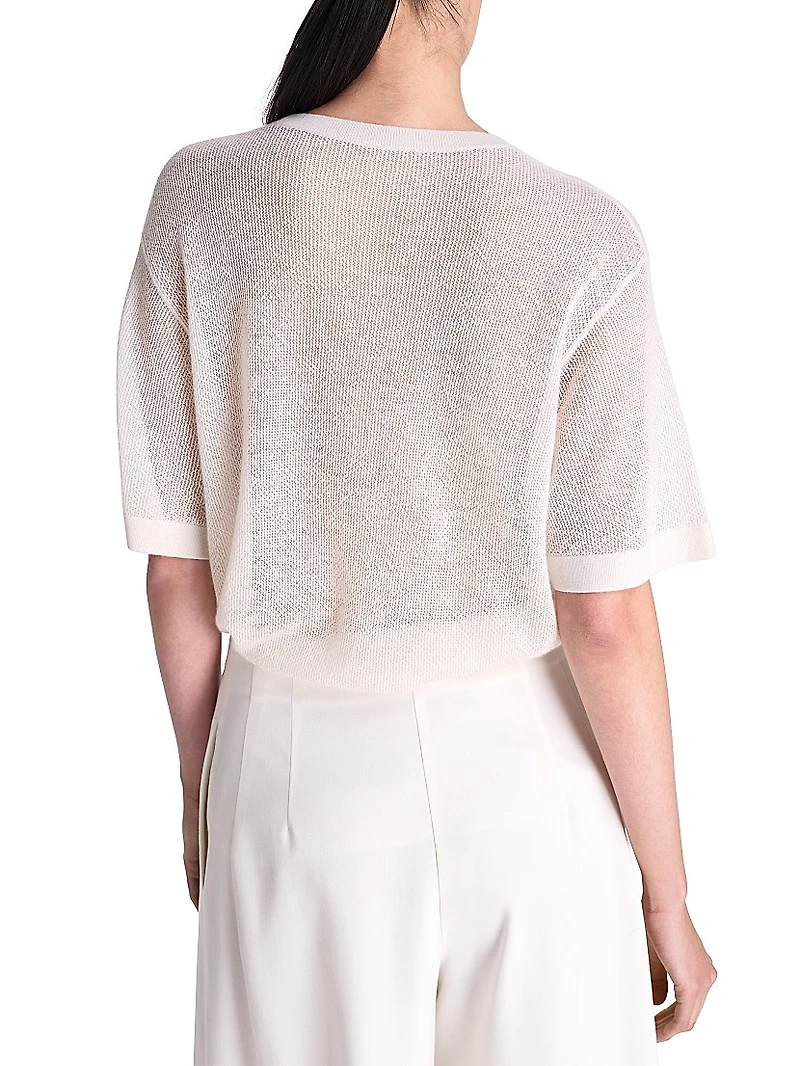 Oversized Pointelle Cashmere T-Shirt