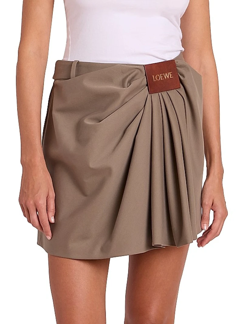 Draped Cotton-Silk Skirt