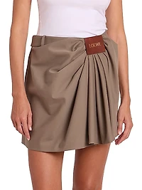 Draped Cotton-Silk Skirt