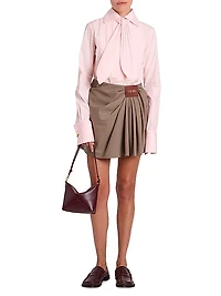 Draped Cotton-Silk Skirt