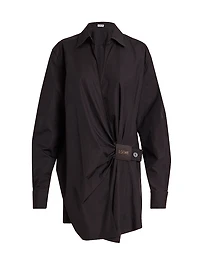 Draped Mini Shirtdress