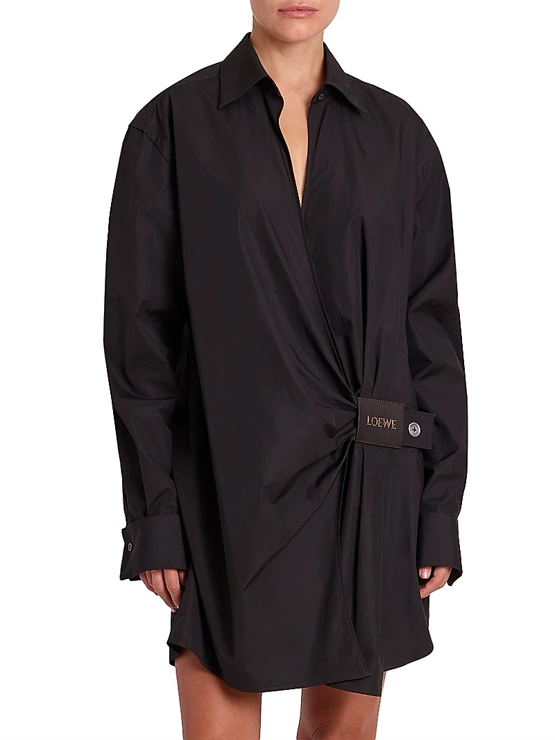 Draped Mini Shirtdress