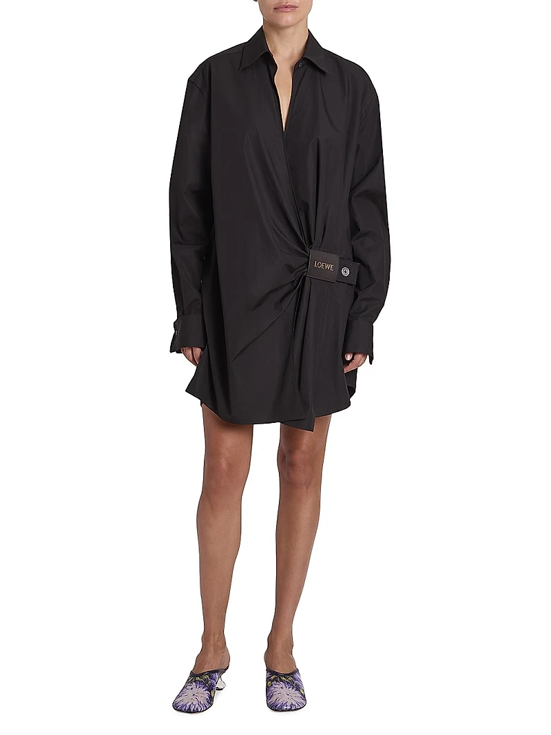 Draped Mini Shirtdress
