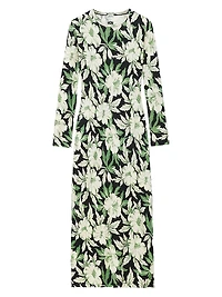 Floral Silk-Blend Crewneck Midi-Dress