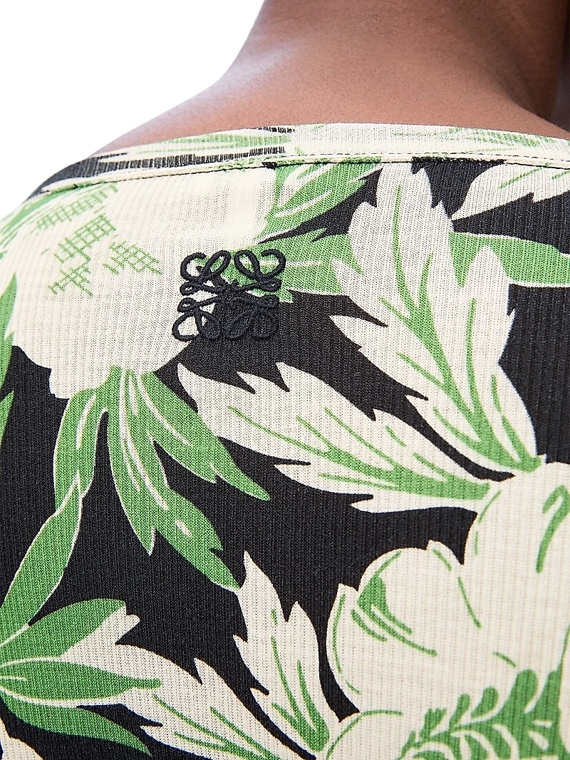 Floral Silk-Blend Crewneck Midi-Dress