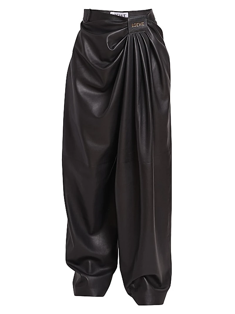 Draped Leather Trousers