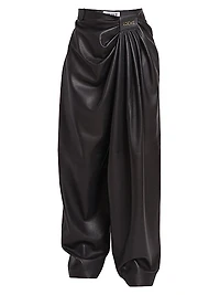 Draped Leather Trousers