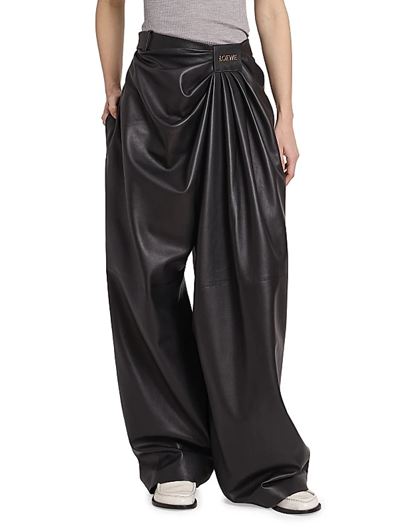 Draped Leather Trousers