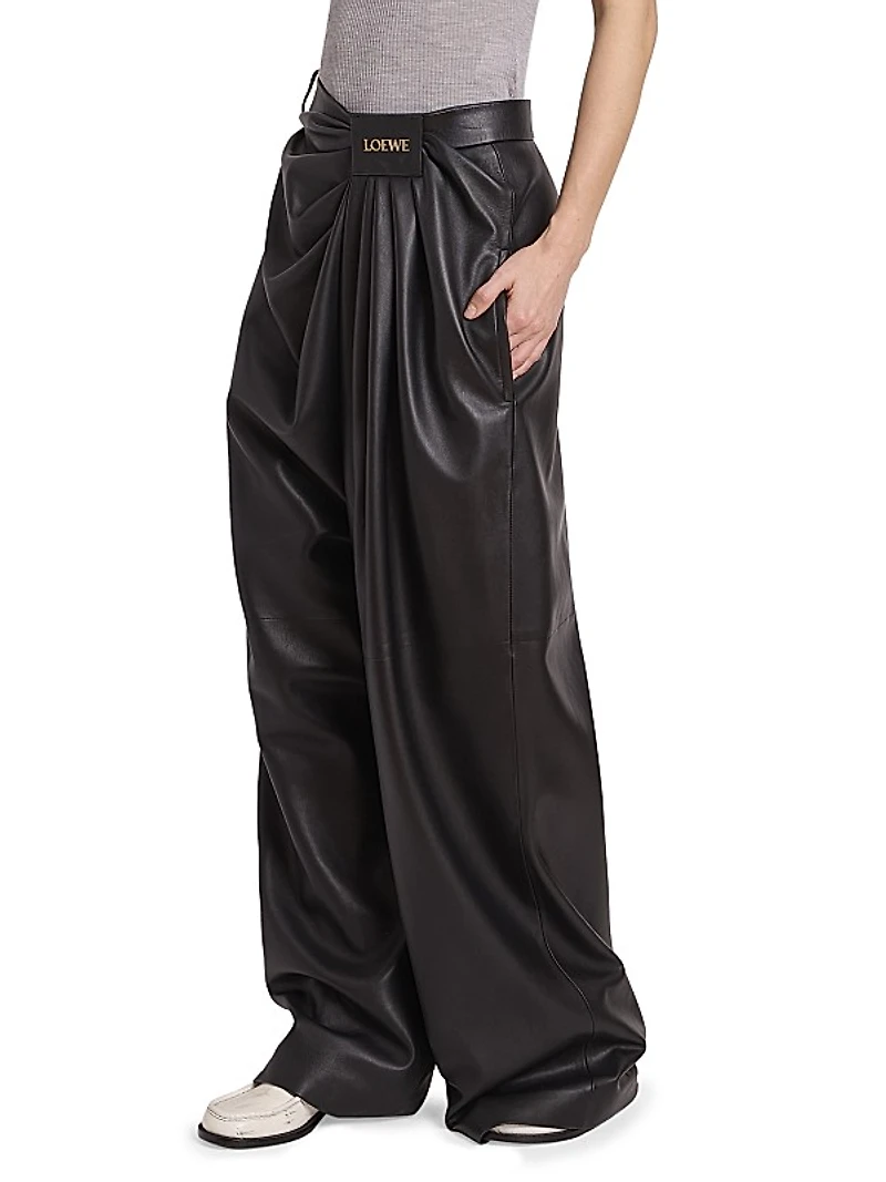 Draped Leather Trousers