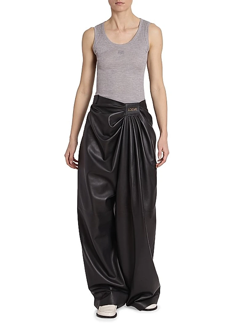 Draped Leather Trousers