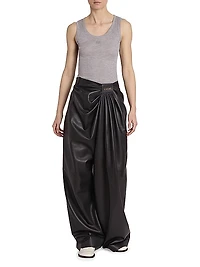 Draped Leather Trousers