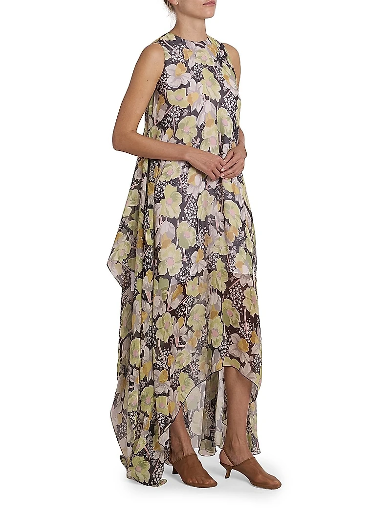 Floral Silk Relaxed Gown
