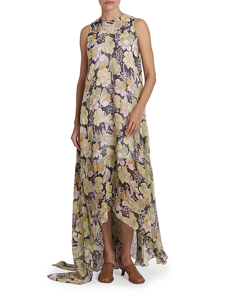 Floral Silk Relaxed Gown