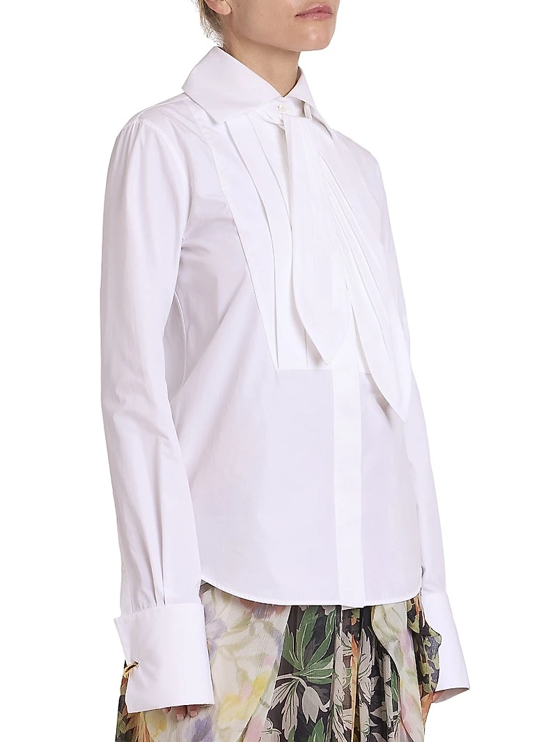 Tie-Neck Cotton Shirt