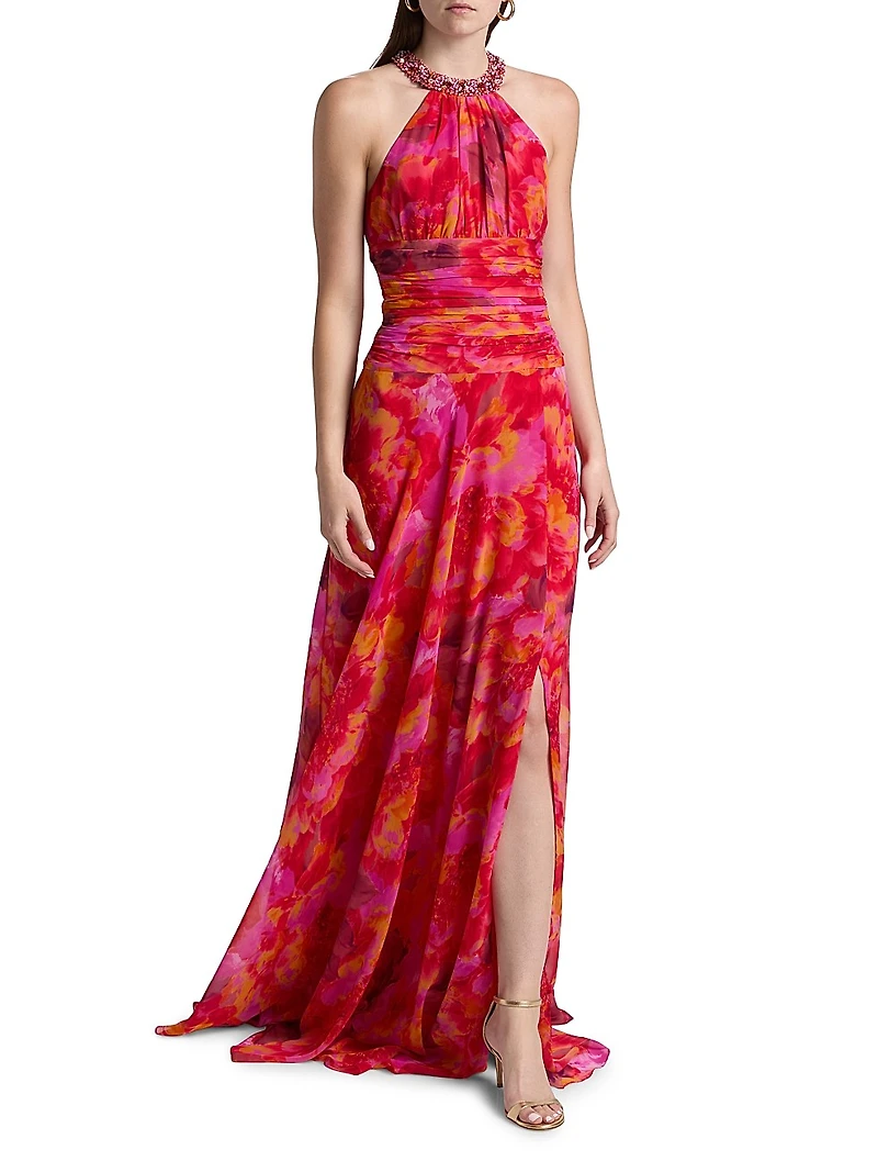 Floral Halterneck Gown