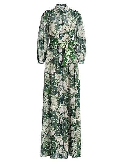Palm Leaf Maxi Shirtdress