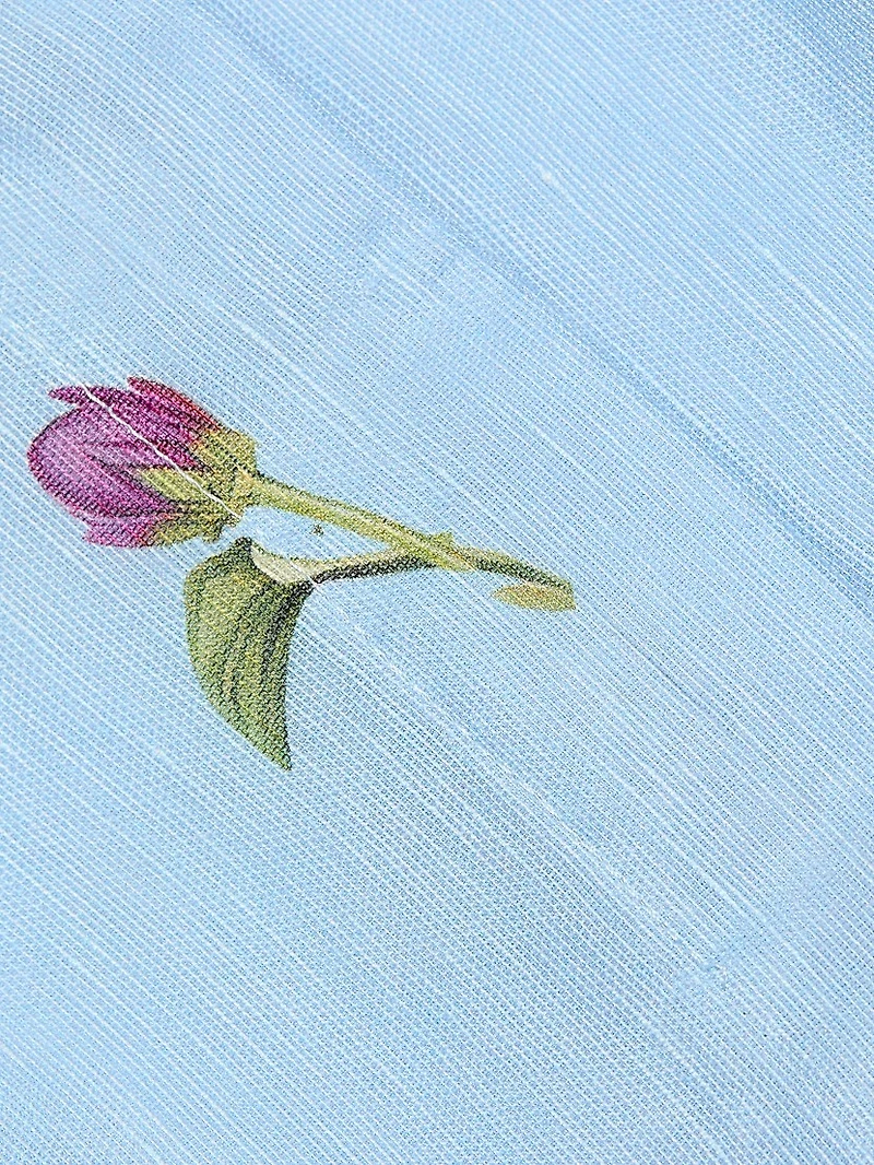 Floral Silk-Linen Fit & Flare Midi-Dress