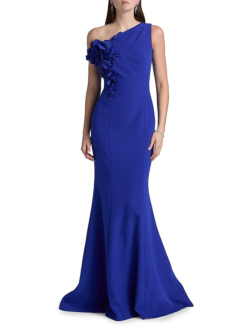 Ruffled One-Shoulder Gown