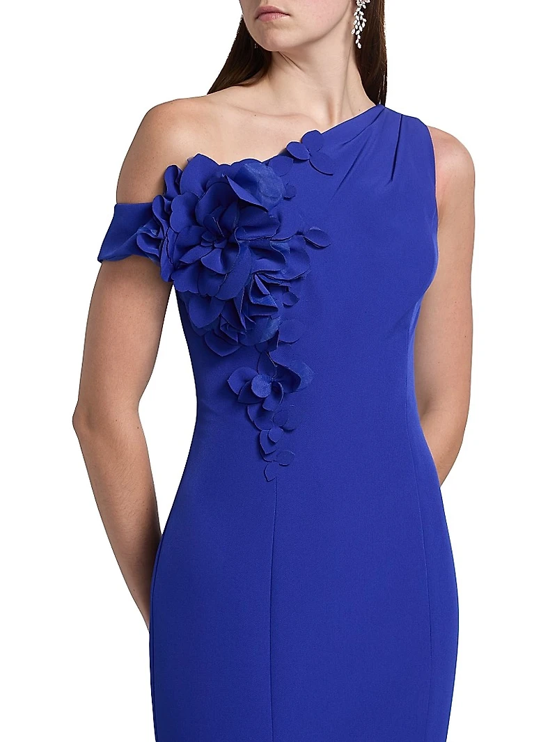 Ruffled One-Shoulder Gown