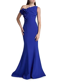 Ruffled One-Shoulder Gown