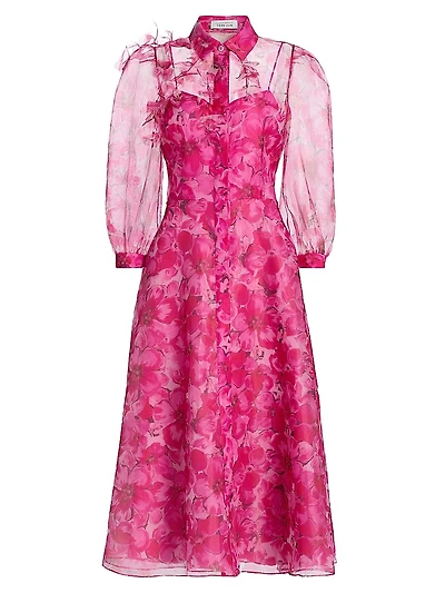 Floral Illusion Midi-Shirtdress