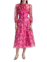 Floral Illusion Midi-Shirtdress