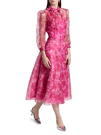 Floral Illusion Midi-Shirtdress