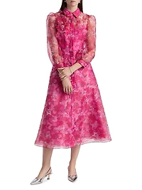 Floral Illusion Midi-Shirtdress