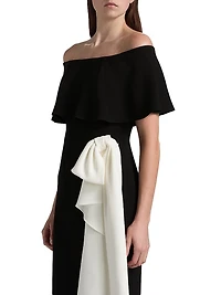 Two-Tone Off-the-Shoulder Column Gown