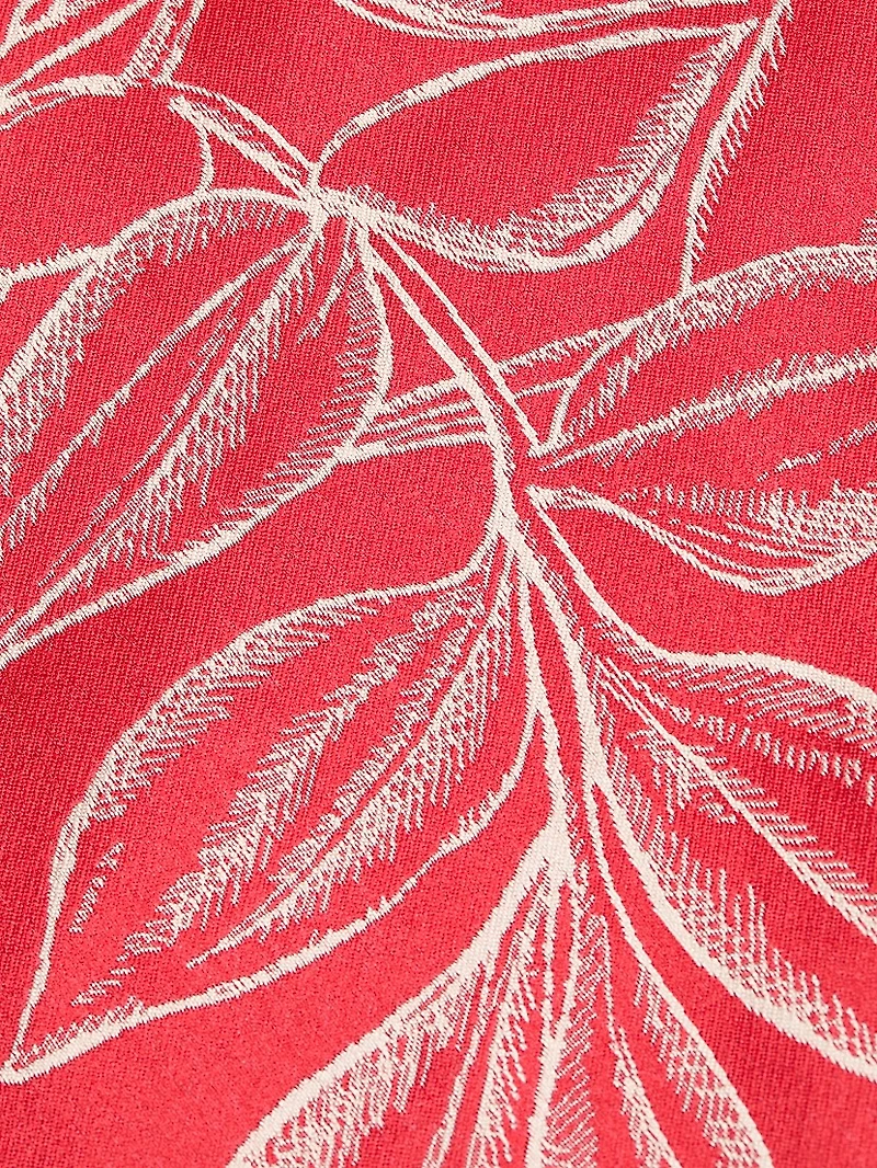 Botanical Jacquard Puff Sleeve Cocktail Dress