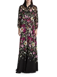 Floral Chiffon Maxi Shirtdress