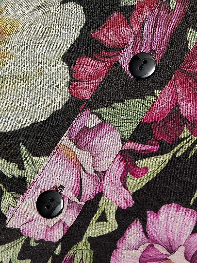 Floral Chiffon Maxi Shirtdress